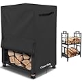 AKEfit 17IN Firewood Log Rack Cover, Waterproof Covers for firewood, Heavy Duty 600D Oxford Outdoor Firewood Storage Cover, Outdoor Log Holder Cover (Log Rack not Included)