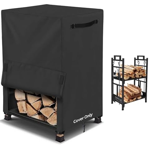 AKEfit 2ft Firewood Log Rack Cover, Waterproof Covers for firewood, Heavy Duty 600D Oxford Outdoor Firewood Storage Cover, Outdoor Log Holder Cover (Log Rack not Included) Cover
