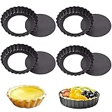 【Amplia aplicación】 Las latas de mini tartaletas son ideales para hornear pasteles, tarta de huevo, quiches, pasteles pequeños, panes pequeños y otros postres deliciosos. Ideal para fiesta de Navidad, día de acción de gracias, fiesta de cumpleaños, fiesta de bodas. Y son adecuados para uso doméstico, pastelería y pastelería.