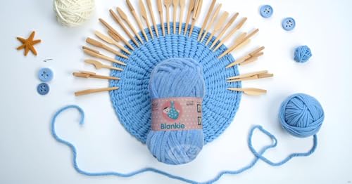 Image of M.G ENTERPRISE Knitting Yarn Thick Chunky Wool, Blankie Sky Blue 400 Gms Best Used With Knitting Needles-Ie Art-Aaeb