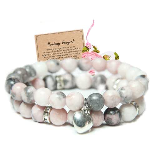 Healing Bracelets for Women Pink Zebra Jasper Bracelet Healing Prayers Crystal