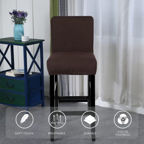 Image of SearchI Jacquard Bar Stool Covers Set of 4, Stretch Washable Barstool Seat Covers, Counter Height Chair Covers for Kitchen Dining Room Cafe (Jacquard Coffee)