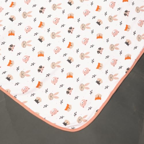 Image of TinyLane - Curated for you! Reversable Bamboo Cotton Blanket for New Born Baby, Baby Blanket All Season, Baby Blanket for 0-2 Years, Pack of 1, 100 * 80cm, Animal Faces Design