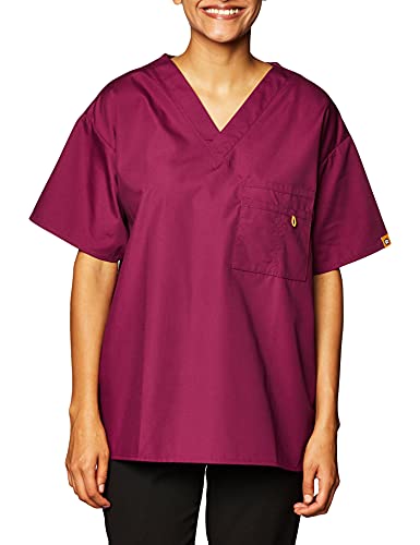 WonderWink The Alpha Unisex V-Neck Scrub Top, Wine, X-Small