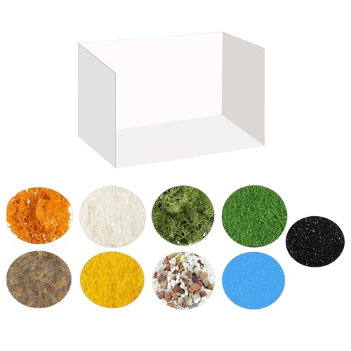 Silipull 11 Pcs Miniature Park Diorama Supplies, Scenery Basing Material Kit Cardboard Box Including Stone Snow Grass Moss River Desert Habitat Project Box for DIY Diorama Project