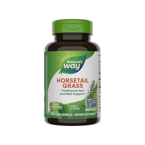 Nature's Way Horsetail Grass, Traditional Hair & Nail Support*, 440 mg per Serving, Non-GMO Project Verified, Vegan, 100 Capsules (Packaging May Vary)
