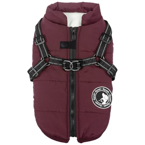 Jinpet Hundemantel mit Geschirr Winter Fleece Hundejacke Wasserdicht Rei?verschluss Welpenmantel Kleine Hundekleidung Reflektier