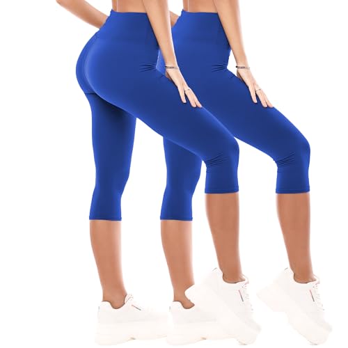 CADITEX Capri Leggings for Women - 2 Packs High Waisted Yoga Workout Womens Capris for Summer