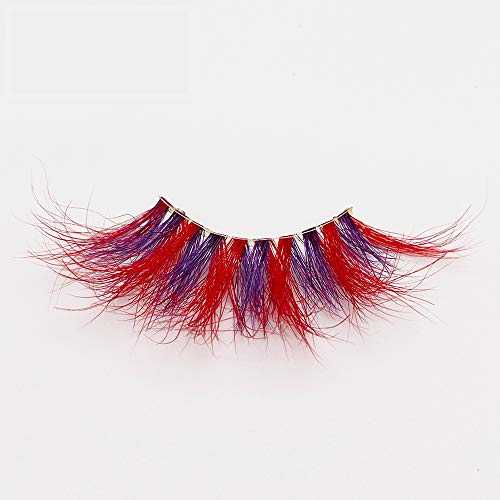 Daoder False Eyelashes Colored Lashes Red Blue Mixed 25Mm Lightweight Wispy Dramatic Fluffy Eye Lashes Real Mink Volume With Clear Band For Christmas (Baby Girl) #TOP4