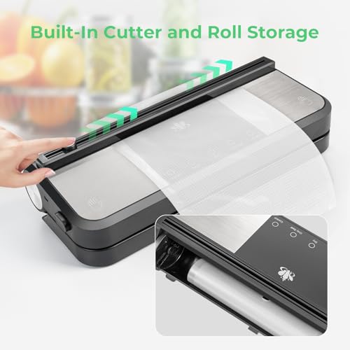 Etunia Vacuum Sealer, Vacuum Seal Machine for Dry/Moist Food Storage to Extend Fresh, 1 Air Hose for Food Containers, 2 Jar Sealers/Lids for Mason Jars — view 4
