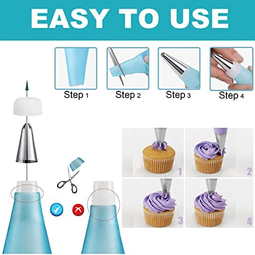 XOPOZON 10 Pack Large Piping Nozzles Tips Set, 7 Pack Cake Piping Nozzles and 3 Pack Grass Piping Nozzle, Stainless Steel Cake Decorating Tools for Baking DIY Cream Cake Cupcake