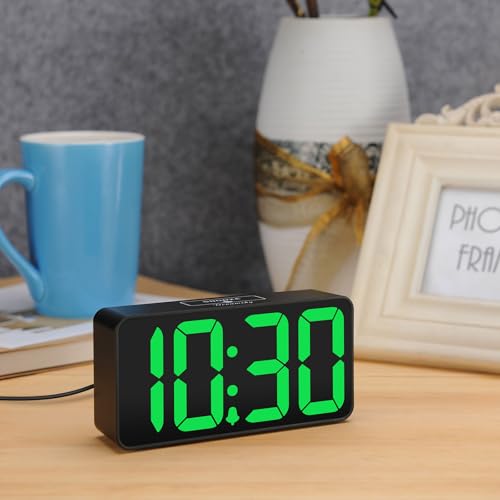 Image of DreamSky Small Digital Alarm Clock for Bedroom with Large Big Numbers | Electric Bedside Desk Clock with USB Charging Port, Brightness Dimmer, Adjustable Alarm Volume, USB-C Adapter Powered