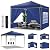 TOOLUCK 10x10 Pop Up Canopy Party Tents for Parties Waterproof Outdoor Event Shelter with 4 Sidewalls and 4 Sandbags UV Protection 50+ Camping Commercial Wedding Portable Tent for Backyard, Navy Blue