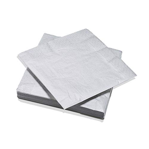 20 serviettes en papier métallisées Argent - 40x40 cm
