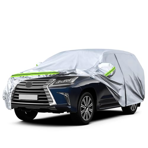 Image of Waterproof Car Covers Replace for 2008-2025 Lexus LX /Toyota Land Cruiser, 6 Layers Silver All Weather Custom-fit Car Cover with Zipper Door & Windproof Bands for Snow Rain Dust Hail Protection