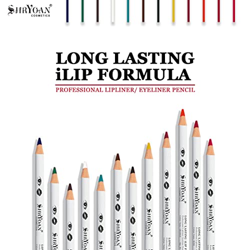 Shryoan Long Lasting iLip Formula Lipliner & Eyeliner Pencil Set | Smooth Glide, Matte Finish | Non-drying | 12 Shades (21.6g) - Image 4