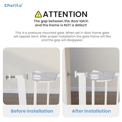 Image of Cherilo Baby Safety Gate for Kids & Pets (Fits 75-84 cm) | 1 Year Manufacturer Warranty | Pressure Mounted Safety Gate for Kids Home | Adjustable, Auto-Close, No-Drill Installation - White