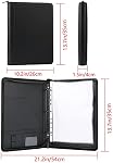 Laelr Zippered Portfolio 3 Ring Binder with 8 Pockes, Leather Business Padfolio with Zipper, A4 Document Binder Organizer for School Office