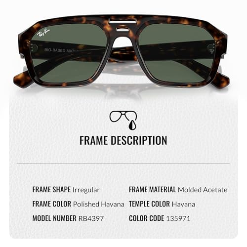 Image of Ray-Ban RB4397 CORRIGAN BIO-BASED Square-Round Shaped Sunglasses for Men & Women with Official RAYBAN Eyewear Kit