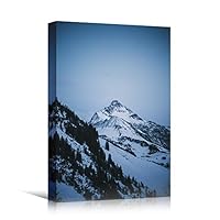 Canvas Wall Art Snowy Tops Cool Dramatic Mountain Nature Photography Romantics - 12x18 inches