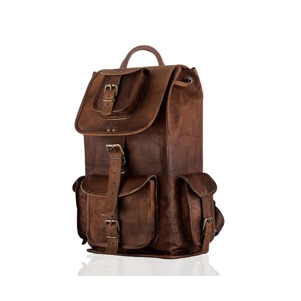 PLW-Genuine-Leather-Backpack-for-Men-and-Women-Handmade-Vintage-Brown-Leather-18-Inch-Mens-Genuine-Leather-Laptop-Backpack-Vintage-Full-Grain-Goat-Leather-Casual-Daypack-Backpack-for-Men-Women PLW Genuine Leather Backpack for Men and Women | Handmade Vintage Brown Leather 18 Inch Men's Genuine Leather Laptop Backpack | Vintage Full Grain Goat Leather Casual Daypack Backpack for Men Women