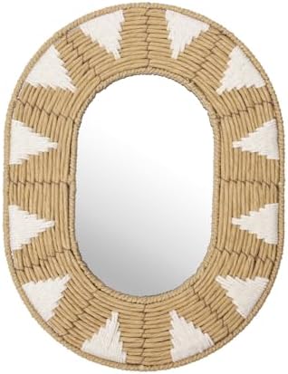 Briful Bohomain Wall Mirror Oval Decorative Mirror Seagrass Wall-...