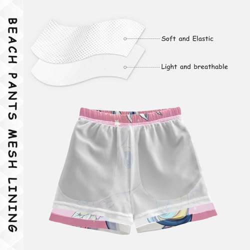 Pigsaly Boys Swim Trunks Unicorn Pastel Boys Board Shorts Swimsuit Swimwear Summer Bathing Suit XS4