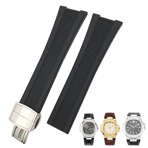 Bracelet de montre en caoutchouc silicone noir marron 25mm pour Nautilus