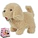 WJJ Peluche Teddy Toy Toy Electronic Pet Petch Chien Qui Peut Remuer Sa Queue De Marche, Aboyer La Queue Remuant des Cadeaux De Jouet d'anniversaire De Noël,Jaune