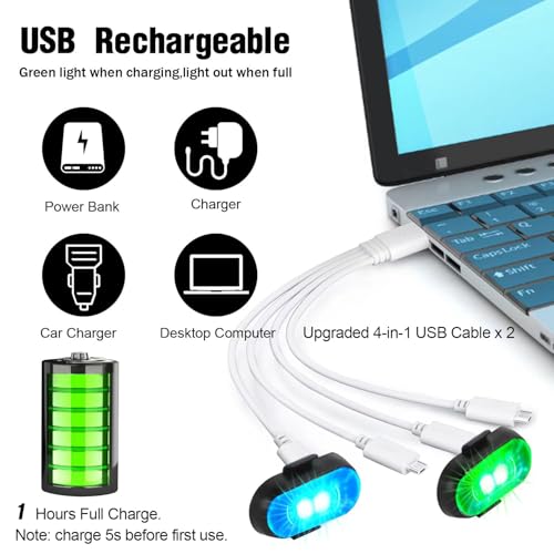 Image of 8PCS Wireless LED Strobe Lights with Remote Control, 8 Colors Rechargeable Led Lights Anti-Collision LED Emergency Warning Lights for Car Motorcycle Bike Drone Aircraft