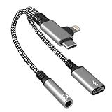 3.5mm Klinke Kopfhörer und Laden Adapter mit USB C & Lightning für iPhone 16/15/14-2 in 1 iPhone Adapter Aux Kopfhörer und 60W PD Schnellladung Gleichzeitig, Telefonie-Funktion