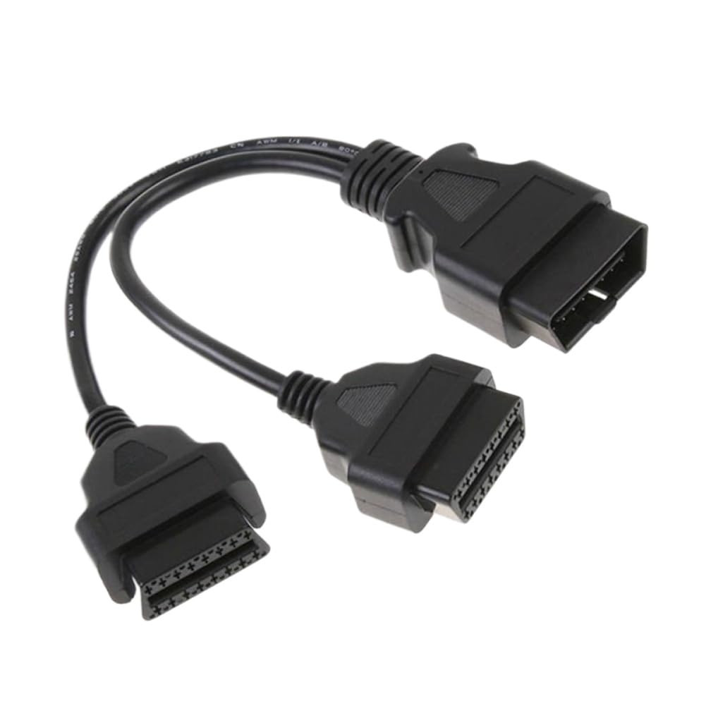 Divisor de extensión OBD2 de 16 Pines Macho a Adaptador Y Hembra Doble Compatible con vehículos OBD2