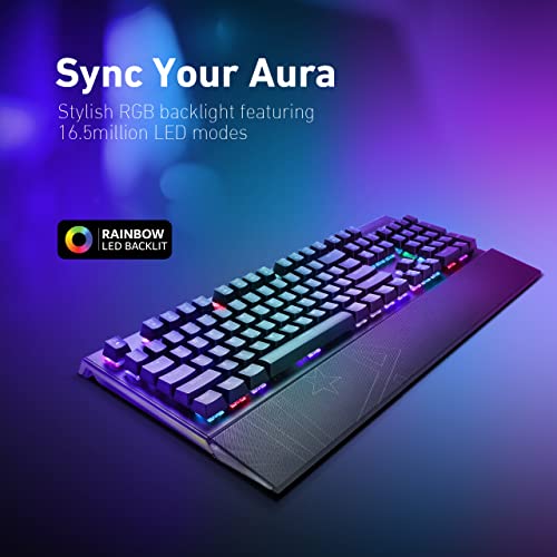 Image of Vertux Gaming Keyboard, Anti-Ghosting USB Wired Keyboard with RGB Effects, Removable Magnetic Palm Rest, Aluminum Frame, 12 Multimedia Keys and Blue Mechanical Keys for Windows, Mac OS, Toucan