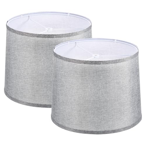 PATIKIL Drum Lampshade for Table Lamps, 11.4" Top x 12.6" Bottom x 9.8" High Floor Lamp Shade Set of 2 Easy Assembly Medium Linen Lampshade for Table Lamps Floor Lamp, Gray