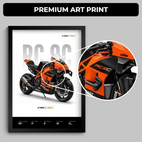 Image of KTM RC 8C Poster | Superbike KTM Framed Poster | Framed Matt Superbike | Bike Posters A3 Size (31 x 23 cm) | KTM RC 8C Bikes Posters for Wall, Home, Bedroom, Living room decoration (F 189)