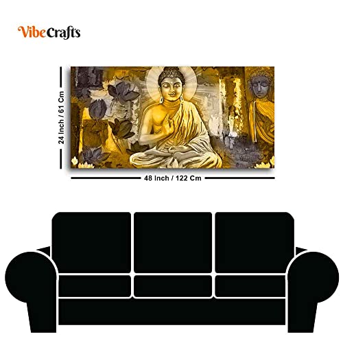 Image of VIBECRAFTS Canvas Paintings for Living Room Drawing Room Meditating Buddha Canvas Wall Painting Fitted With Wooden Frame For Home | Office | Living Room | Gift (PTVCH 2500N)