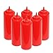 TrueCraftware Set of 6 Squeeze Condiment Wide Mouth Dispensing Bottles 16 oz Red- Plastic Squeeze Bottle for Sauces Spreads Ketchup Mustard Mayo Hot sauces and Olive oil