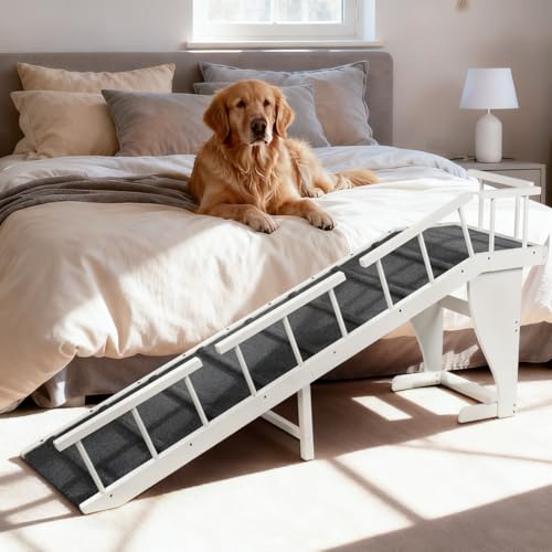 Dog Ramp for Bed with Safety Removable Rail Dog Steps for Bed Large Dog Widened and Lengthened Pet Ramp to Get on Bed