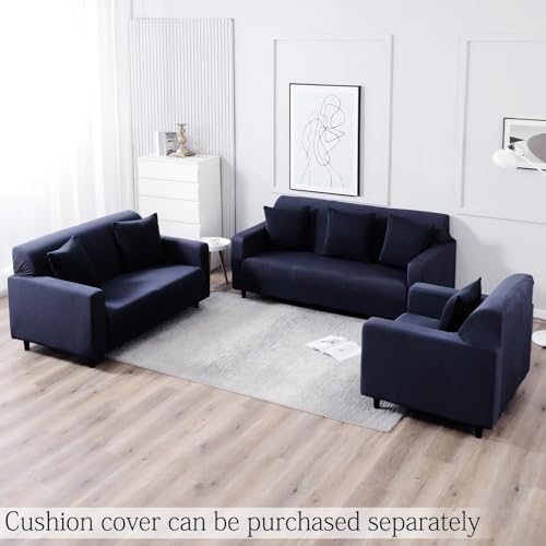 Image of HOKIPO Elastic 1 Seater Sofa Cover Stretchable Slipcover, Space Blue (NEW2-AR-4277-E6)