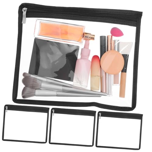 DOITOOL 4 Pcs Pvc Skincare Bag Travel Pouches Zipper Large Makeup Pouches for Women Toiletry Bag