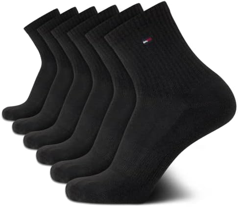 Tommy Hilfiger Mens Quarter Socks - 6 Pack Athletic Performance C...
