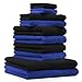 Produktbild Betz 10-tlg. Handtuch-Set PREMIUM 100% Baumwolle 2 Duschtücher 4 Handtücher 2 Gästetücher 2 Waschhandschuhe Farbe Schwarz & Royal Blau
