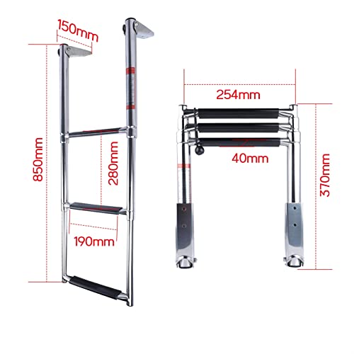 Escalera telescópica para barco de acero inoxidable 2-3 peldaños miniatura 3