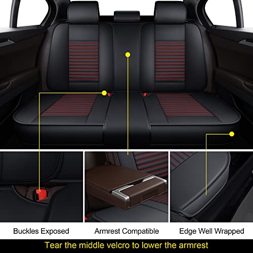 Lingvido Leather Car Seat Covers,Breathable And Waterproof Faux Leather Automotive Seat Covers For Cars Suv Pick-Up Truck Sedan,Universal Anti-Slip Driver Seat Cover With Backrest (Rear Seat, Red) #TOP2