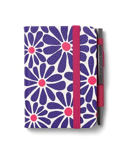 IF Bookaroo Carnet de notes A7 de poche et sac à main avec stylo à bille noir, 192 pages – Rose et violet – Marguerite