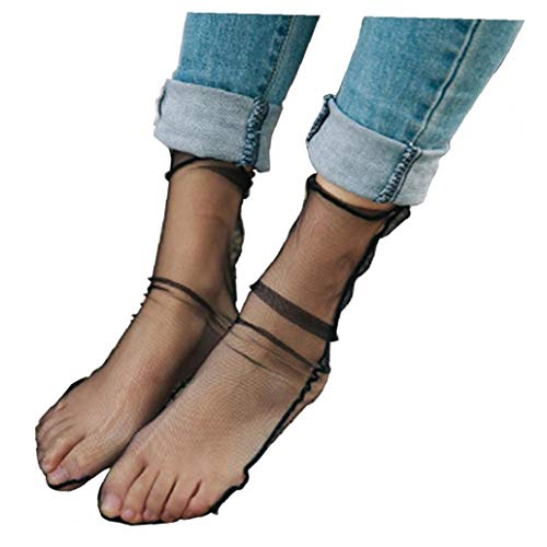 Zonfer 1 Paire Femmes Chaussettes Dentelle De Sheer Mesh Chaussettes Transparent Femmes Sheer Slouch Socks Robe De Charme Décoration