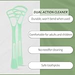 100 Counts Disposable Tongue Scraper with Dental Picks, Plastic Tongue Scrubber,BPA Free Tongue Cleaner Scrapers, Reduce Bad Breath and Fresh Breath(Green) - Image 2