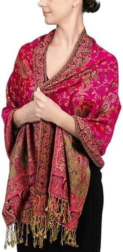 Achillea Reversible Paisley Pashmina Rave Scarf – Exotic Indian S...
