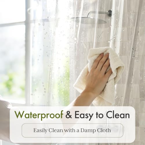 Image of Bathway Shower Curtain Liner, Clear Shower Curtain Liner 60x64 PEVA Waterproof Shower Curtain Liner Plastic with 3 Magnets and 10 Rustproof Metal Grommets, Lightweight Shower Liner for Bathroom