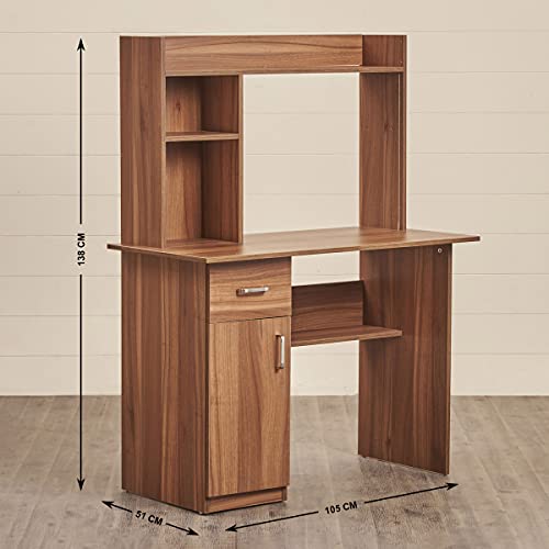 Image of Home Centre Quadro Nxt Study Engineered Wood Desk with Flap - Walnut Finish